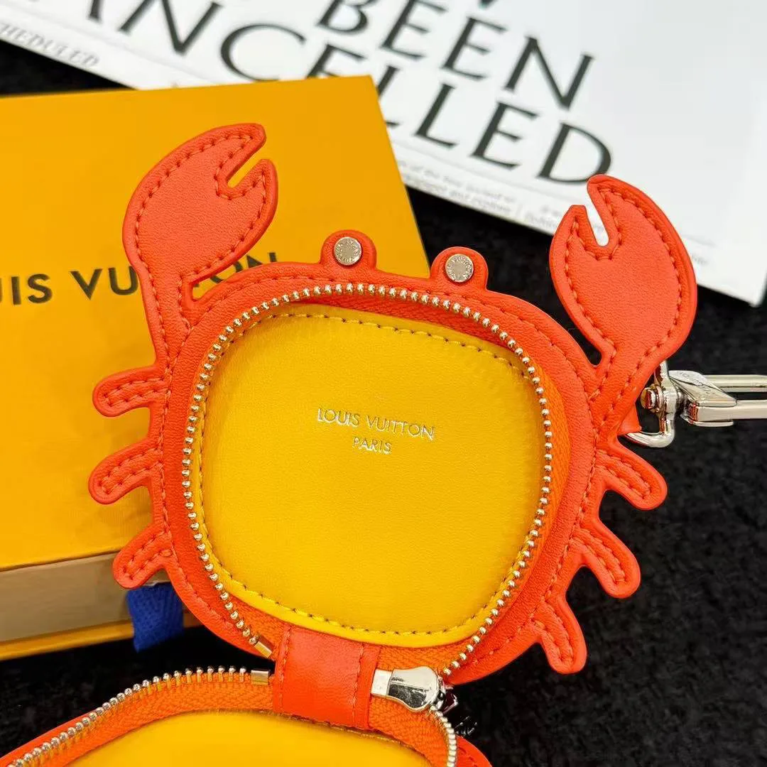 M01929 L.V Crab Bag Charm Orange Canvas and Leather