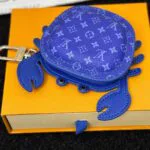 M02217 L.V Crab Bag Charm Blue Indigo Canvas and Leather - M01929 1 M02217 L.V Crab Bag Charm Blue Indigo Canvas and Leather