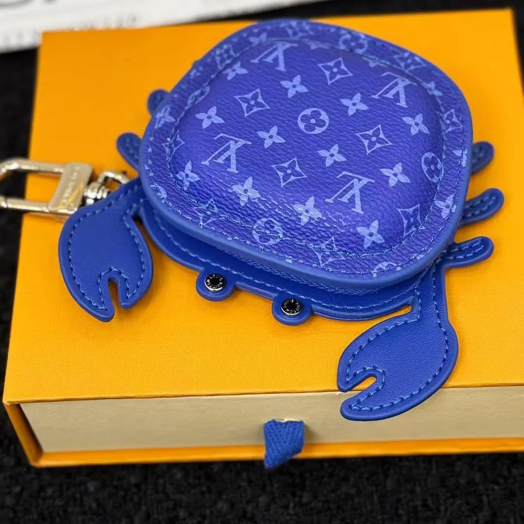 M02217 L.V Crab Bag Charm Blue Indigo Canvas and Leather