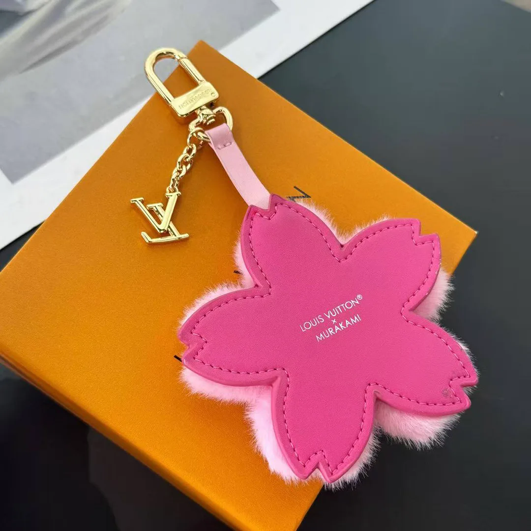 M02485 L.V x TM Cherry Blossom Bag Charm Faux Fur