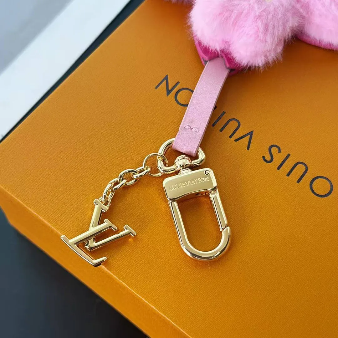 M02485 L.V x TM Cherry Blossom Bag Charm Faux Fur