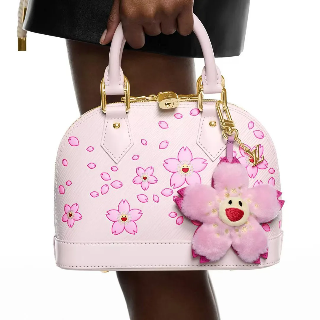 M02485 L.V x TM Cherry Blossom Bag Charm Faux Fur