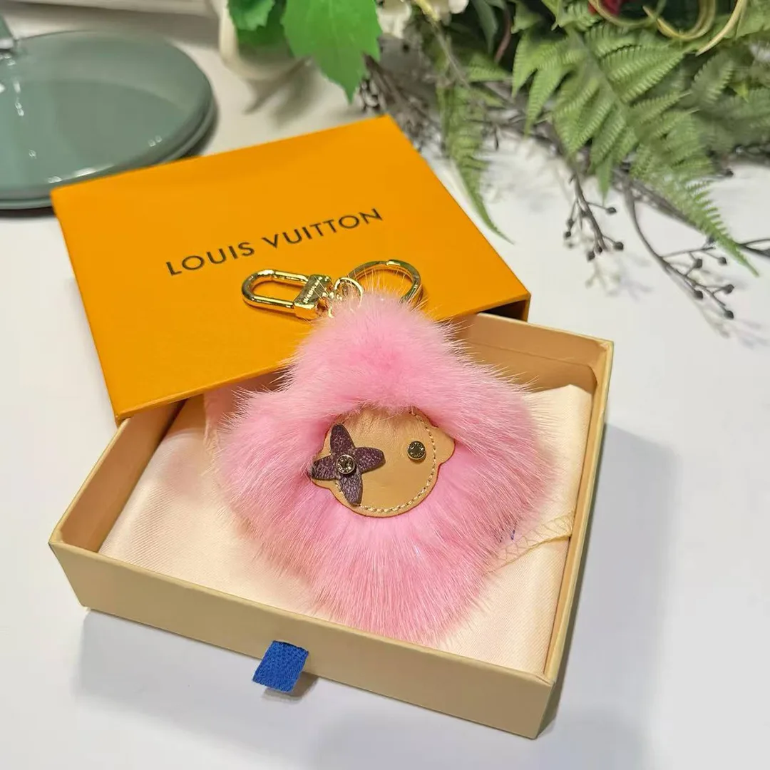 M01447 Vivienne Fur Key Holder Mink Fur and Leather