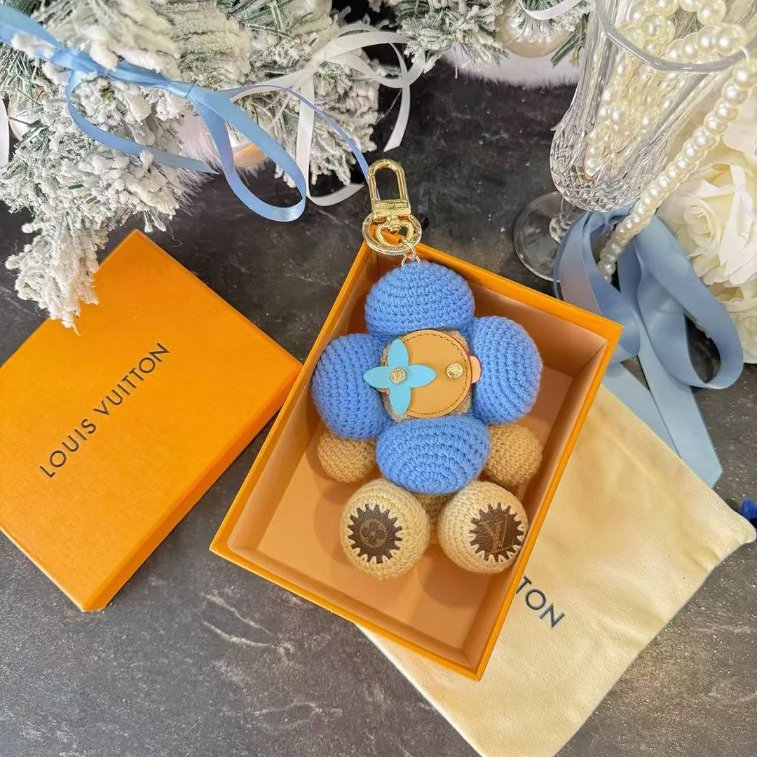 M02582 My Vivienne Crochet Bag Charm Blue Cotton