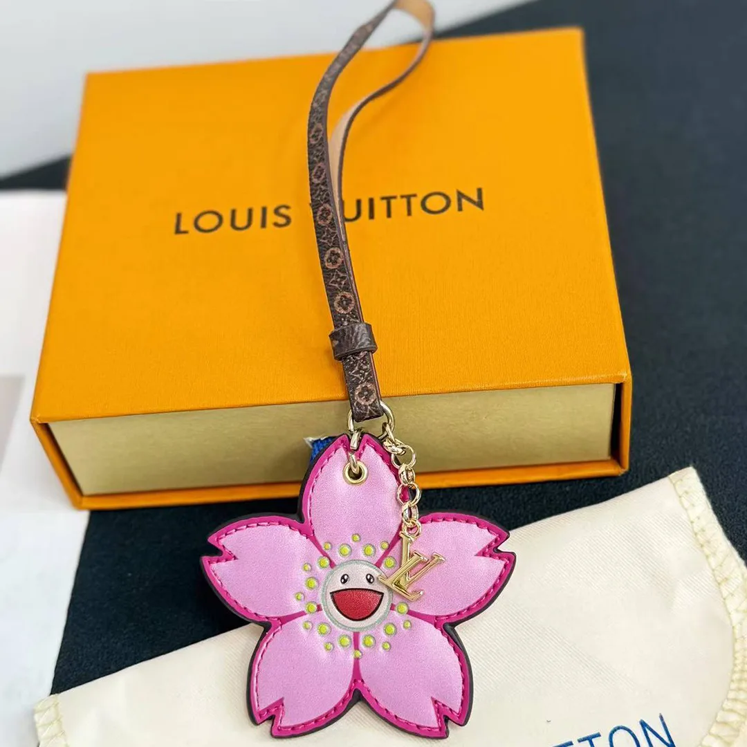 M02475 L.V x TM Cherry Blossom Bag Charm Monogram Coated Canvas Trim
