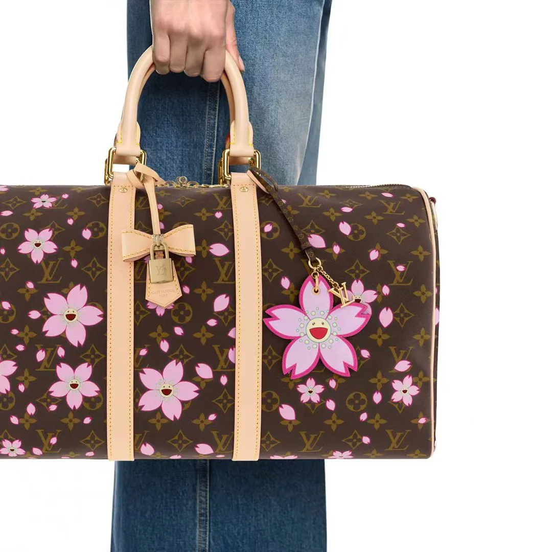 M02475 L.V x TM Cherry Blossom Bag Charm Monogram Coated Canvas Trim