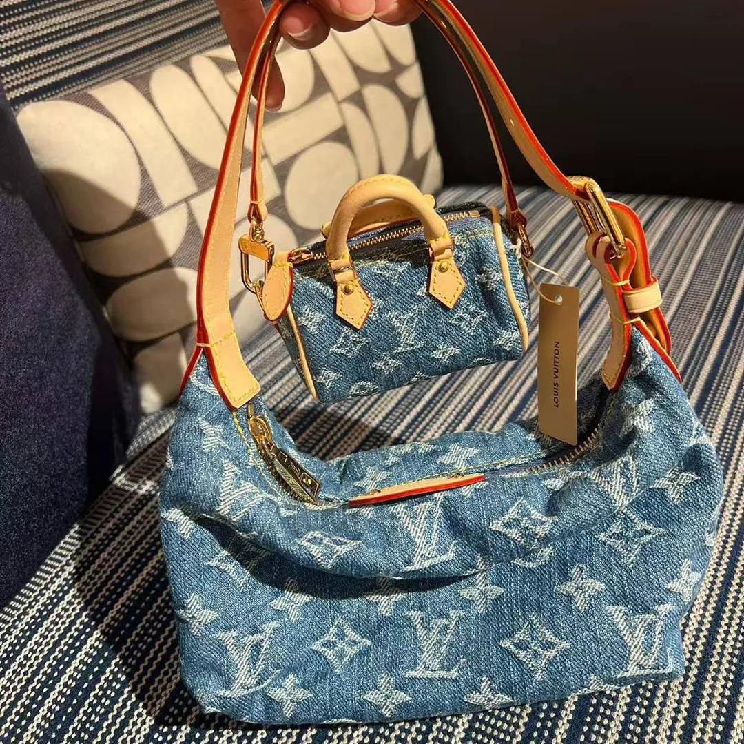 M01701 Micro Speedy Bag Charm Monogram Denim Canvas