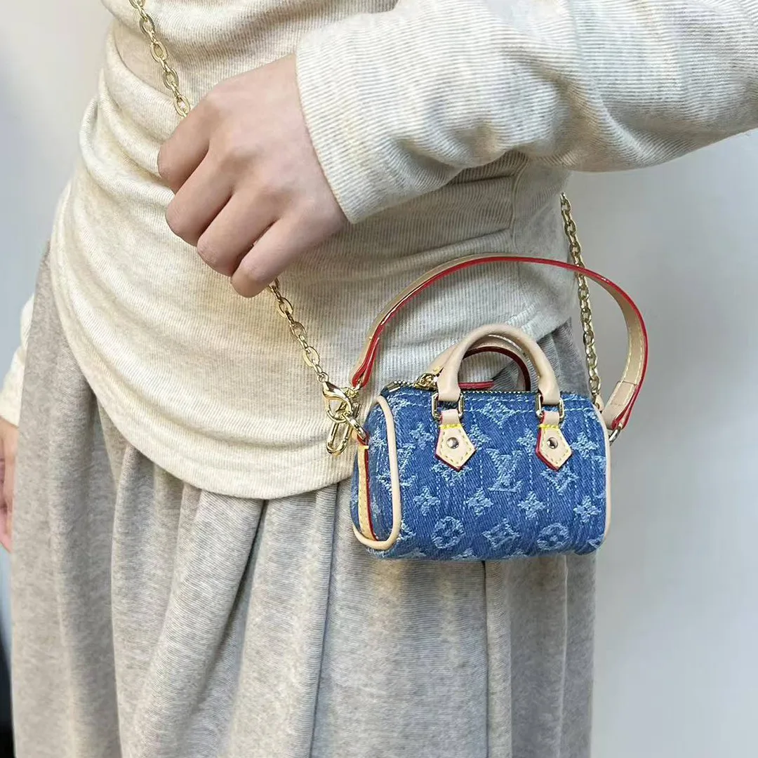 M01701 Micro Speedy Bag Charm Monogram Denim Canvas