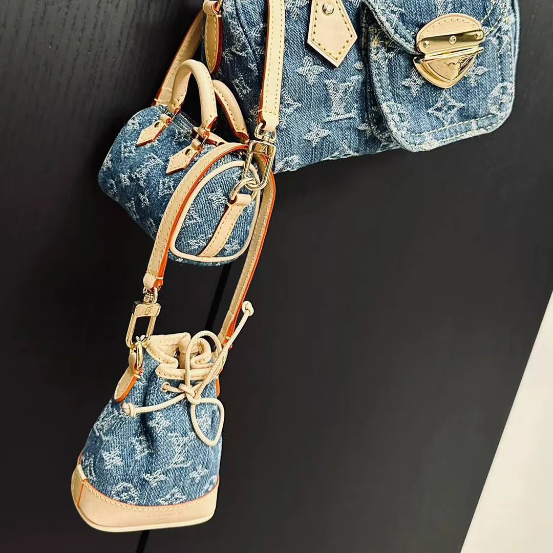 M01701 Micro Speedy Bag Charm Monogram Denim Canvas