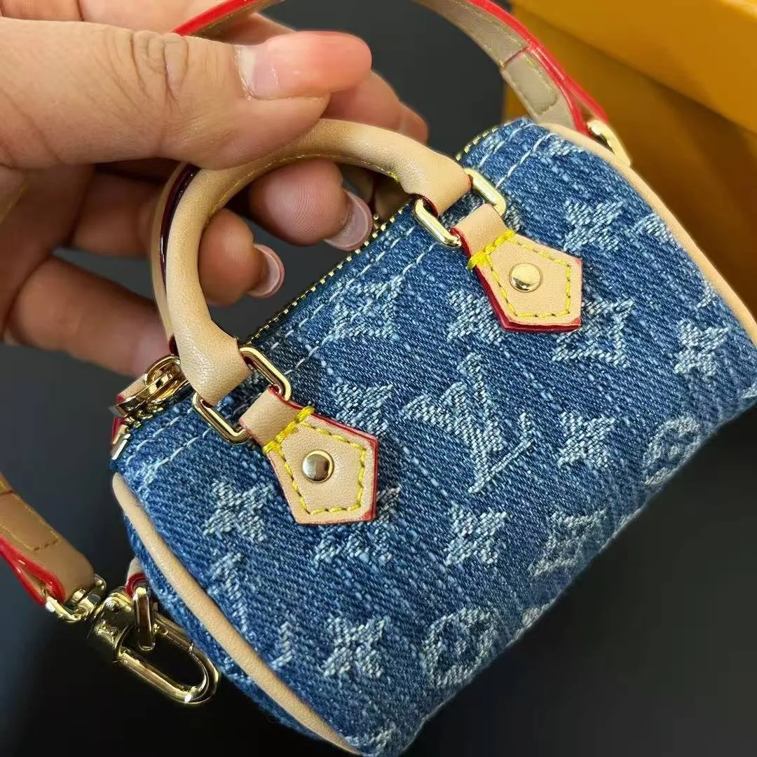 M01701 Micro Speedy Bag Charm Monogram Denim Canvas