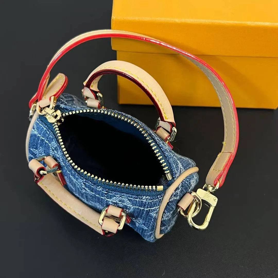 M01701 Micro Speedy Bag Charm Monogram Denim Canvas