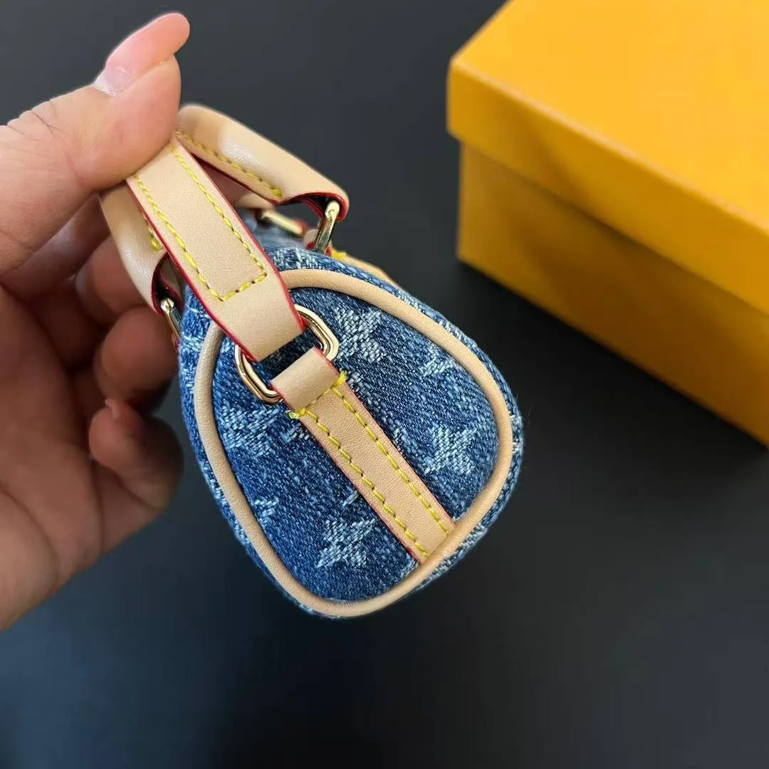 M01701 Micro Speedy Bag Charm Monogram Denim Canvas