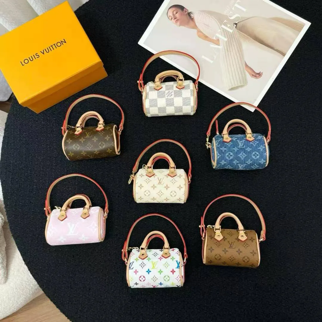 M01882 Micro Speedy Bag Charm Monogram Dune Coated Canvas