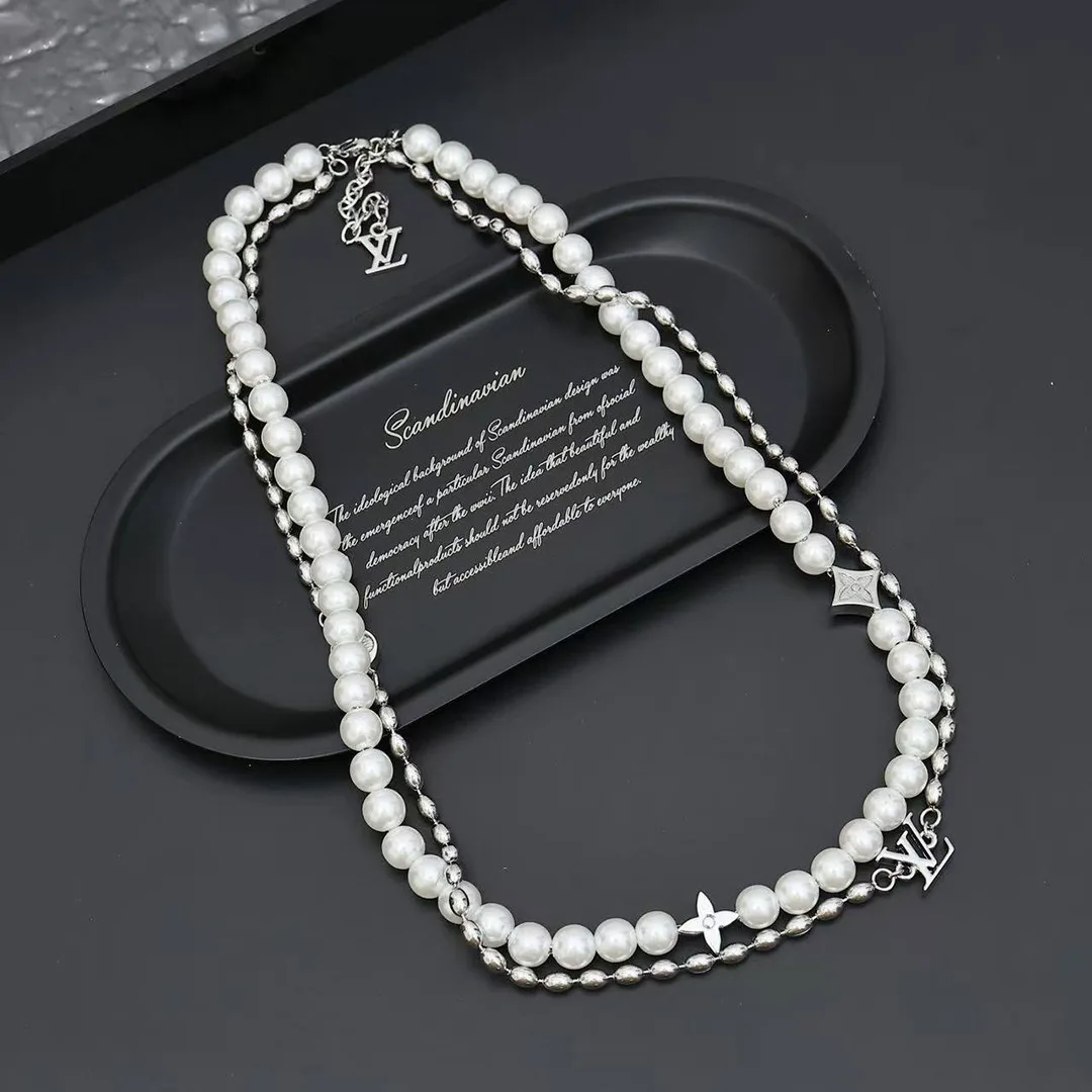M01781 Pearls Fusion Necklace Monogram Flower and Elements