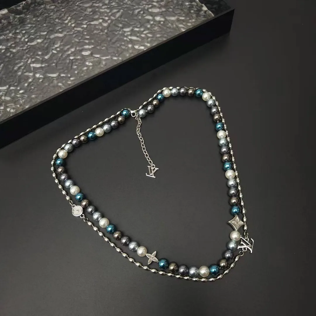 M02224 Pearls Fusion Necklace Monogram Flower and Elements