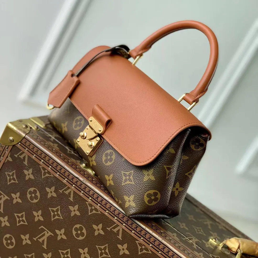 M28288 Madeleine BB Monogram Handbags Monogram Cognac Brown Coated Canvas