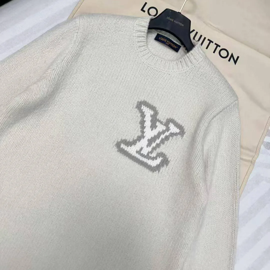 1AIWEJ Intarsia Crewneck Off-White Wool