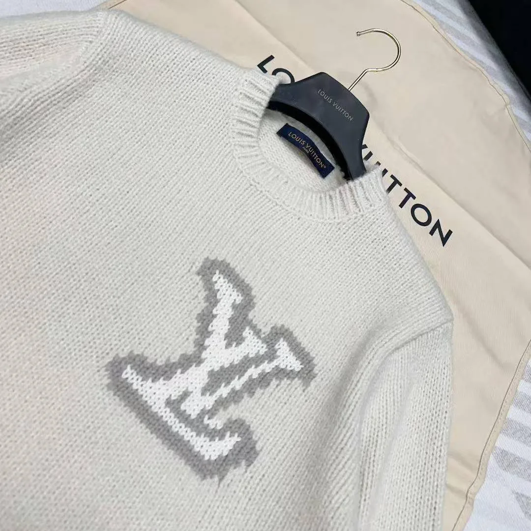 1AIWEJ Intarsia Crewneck Off-White Wool