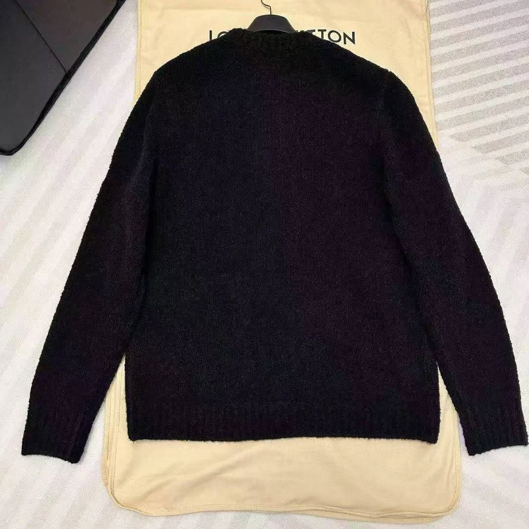 1AJBXP Chunky Intarsia Signature Cardigan Black Wool