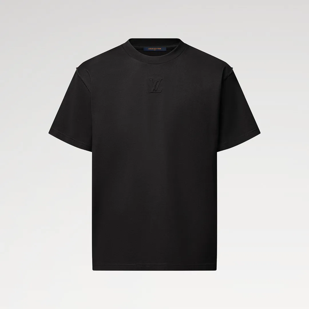 1AGIJ4 Embossed T-Shirt Black Cotton