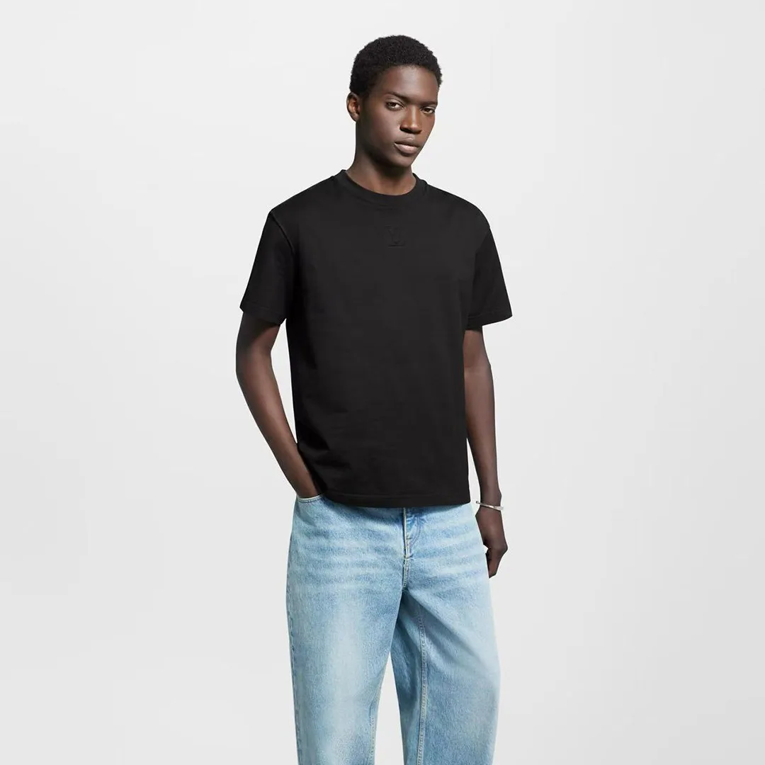 1AGIJ4 Embossed T-Shirt Black Cotton