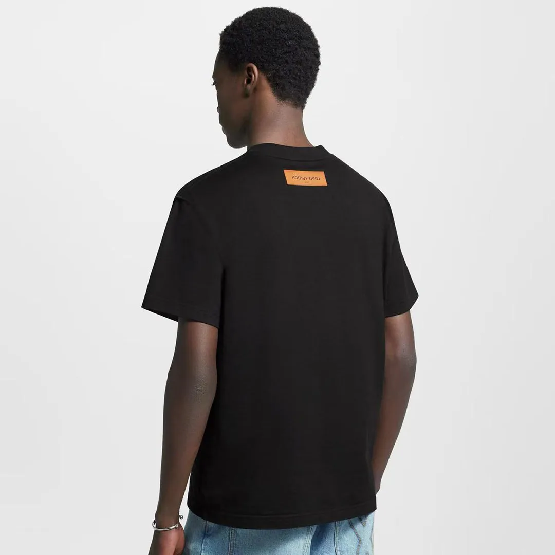 1AGIJ4 Embossed T-Shirt Black Cotton