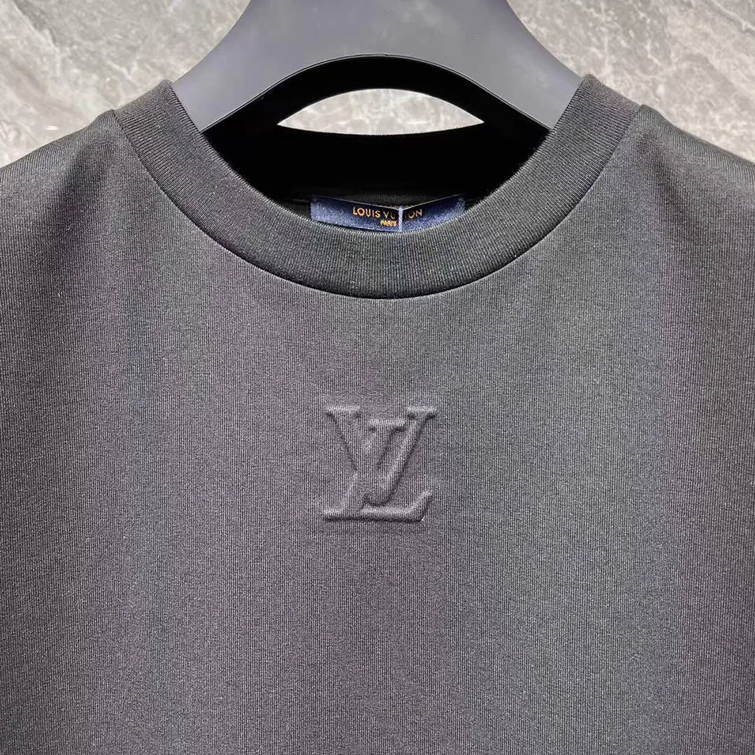 1AGIJ4 Embossed T-Shirt Black Cotton