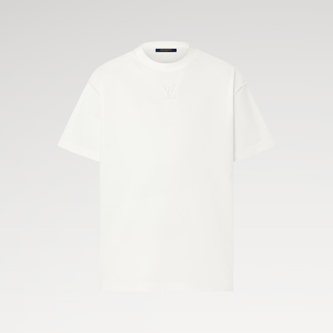 1AA5E0 Embossed T-Shirt Optical White Cotton