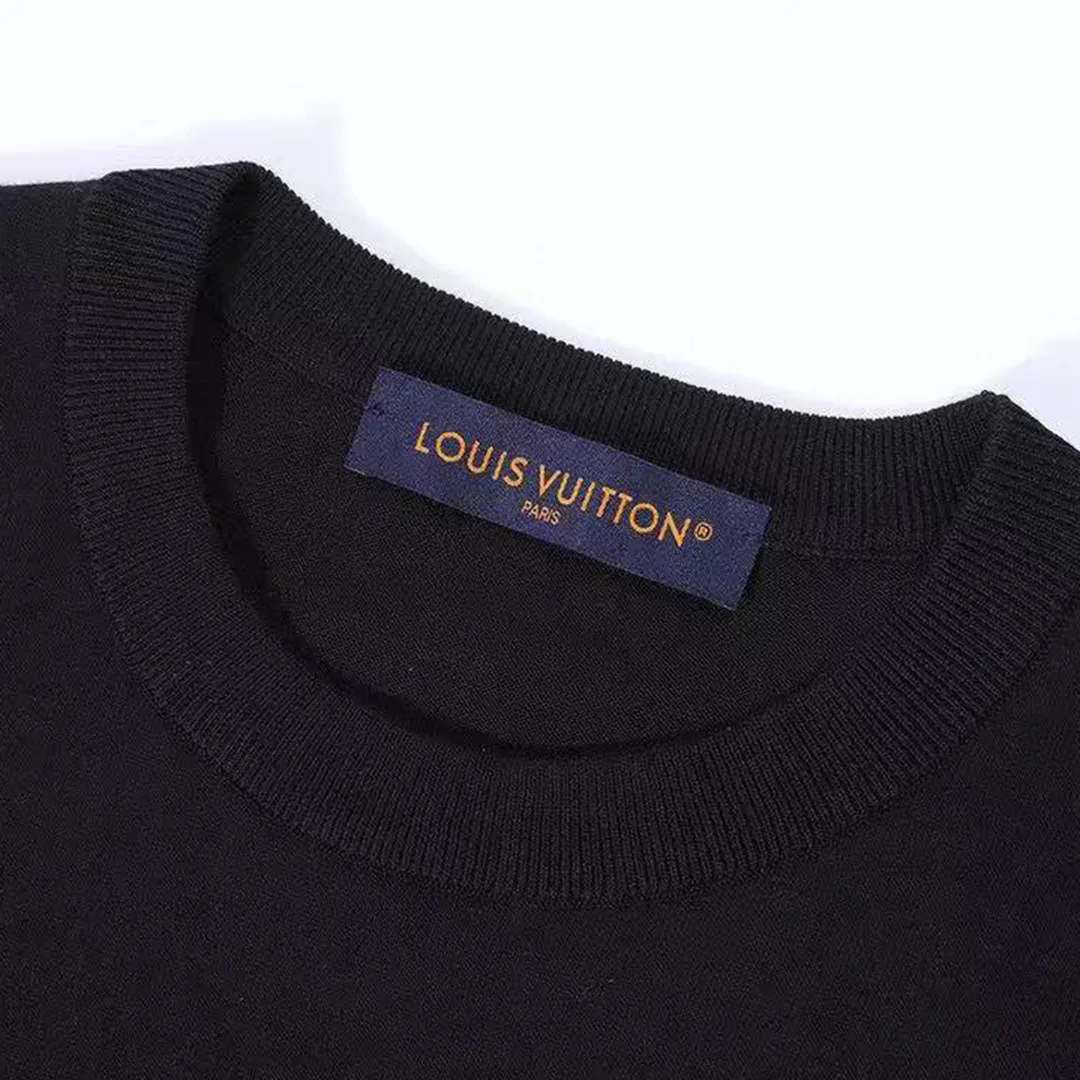 1AGKMB Short-Sleeved Cotton Crewneck Mini Jacquard Around the Sleeves