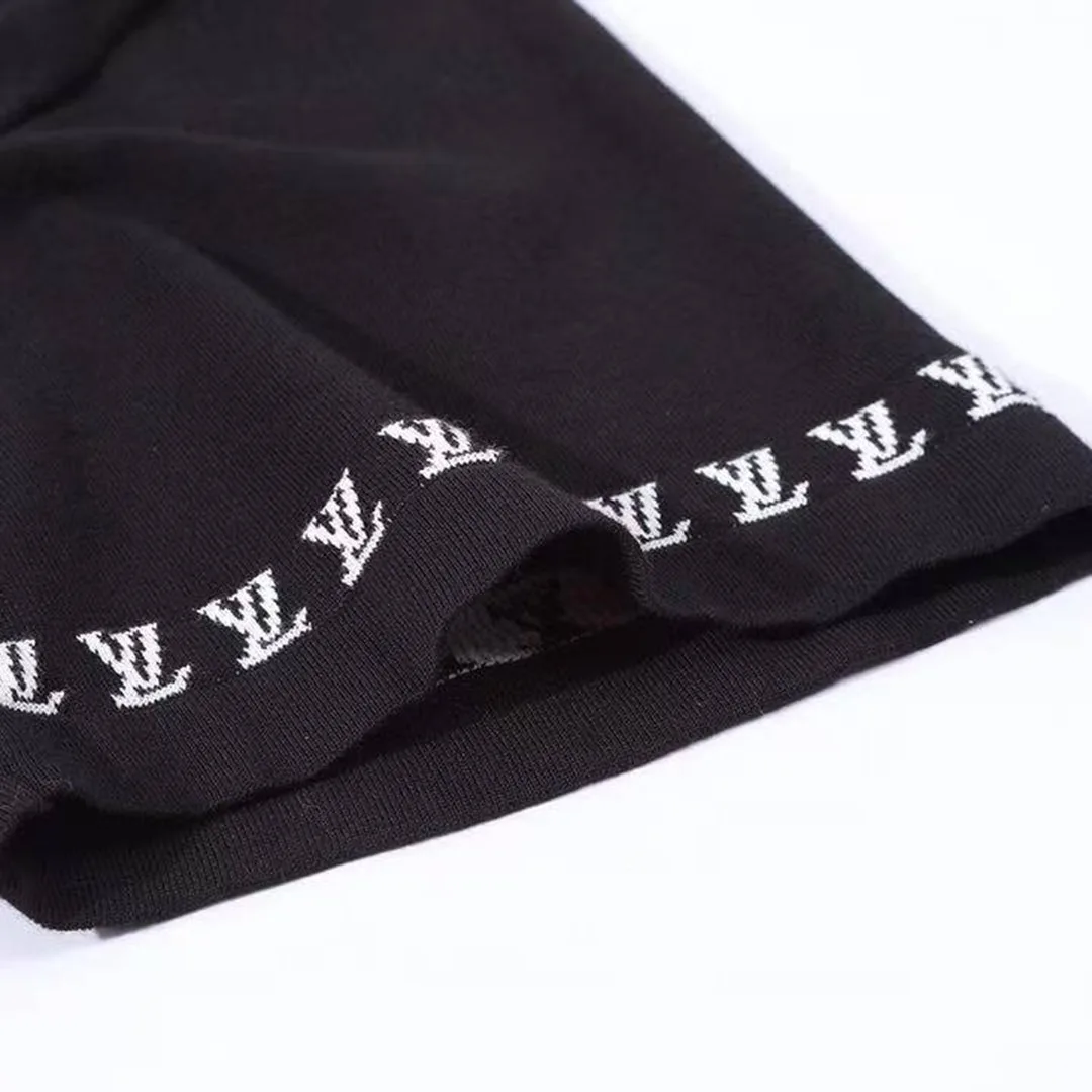 1AGKMB Short-Sleeved Cotton Crewneck Mini Jacquard Around the Sleeves