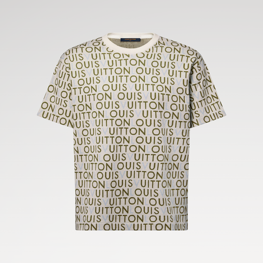 1AJTWZ Jacquard Signature Short-Sleeved Crewneck Multicolor Cotton