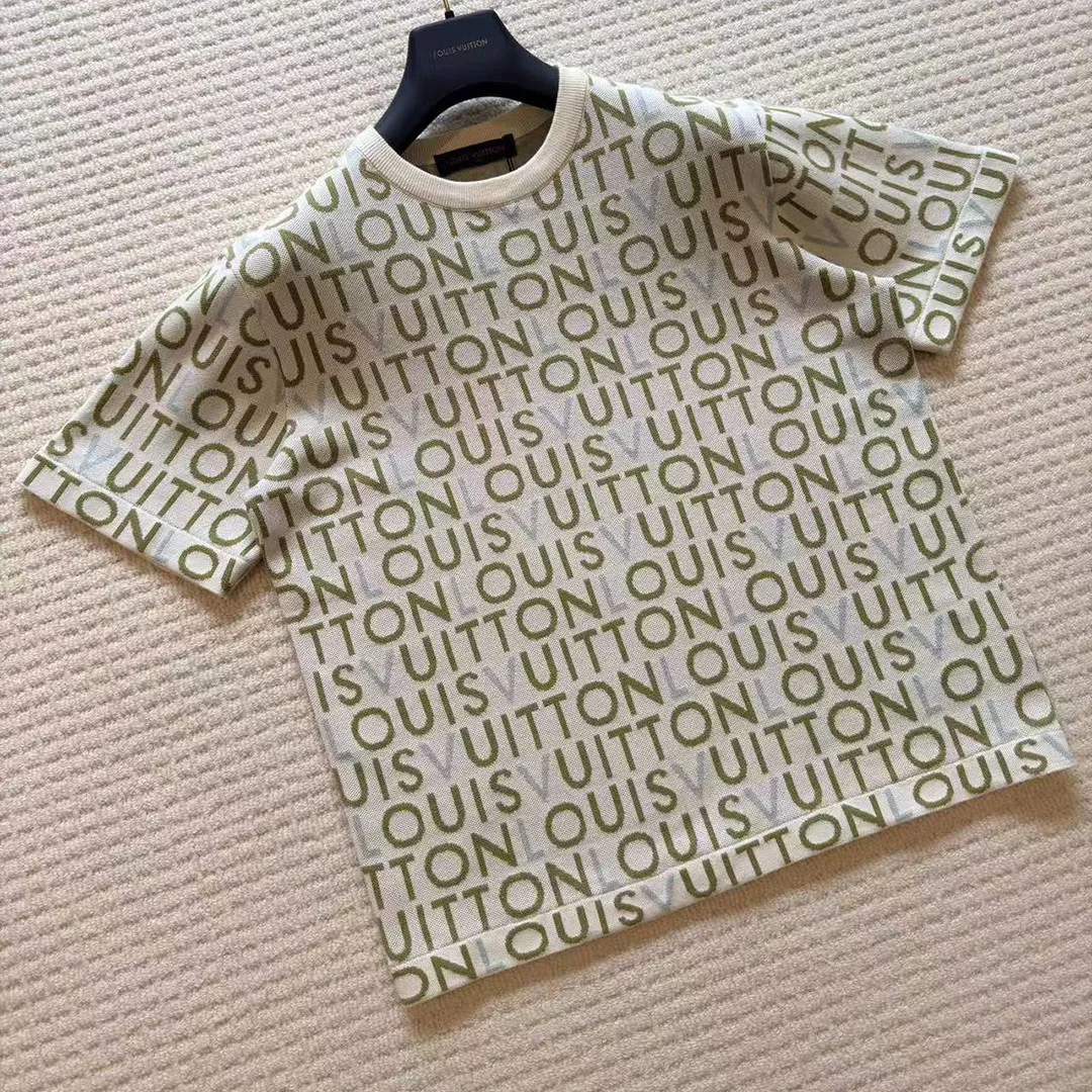 1AJTWZ Jacquard Signature Short-Sleeved Crewneck Multicolor Cotton