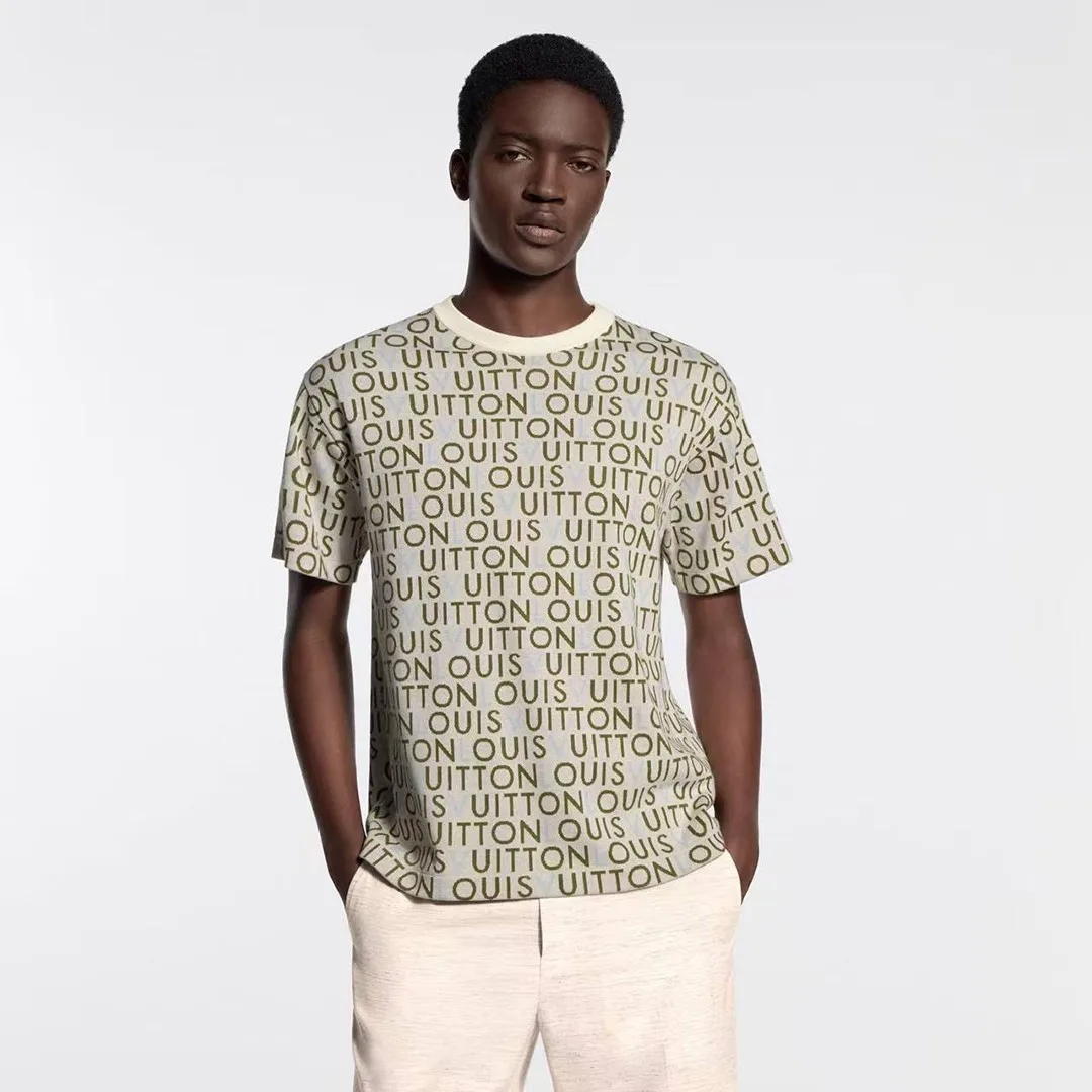 1AJTWZ Jacquard Signature Short-Sleeved Crewneck Multicolor Cotton