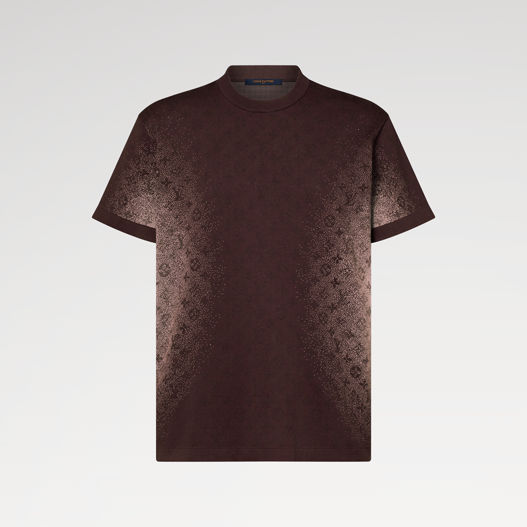 1AJTV0 Monogram Jacquard Short-Sleeved Crewneck Brown Cotton