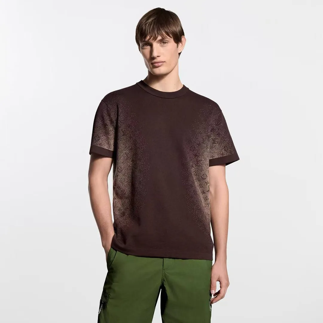 1AJTV0 Monogram Jacquard Short-Sleeved Crewneck Brown Cotton