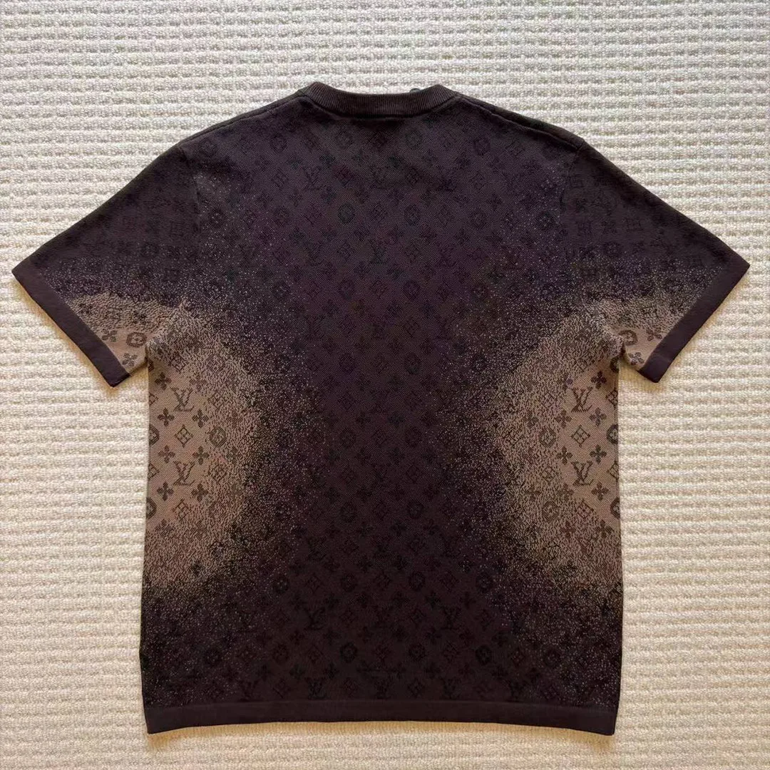 1AJTV0 Monogram Jacquard Short-Sleeved Crewneck Brown Cotton