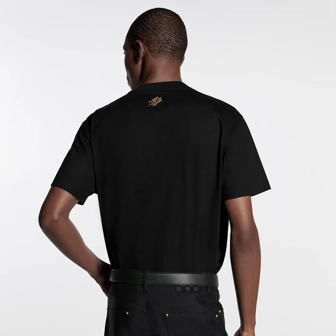 1AJTYP Embellished Signature T-Shirt Black Cotton