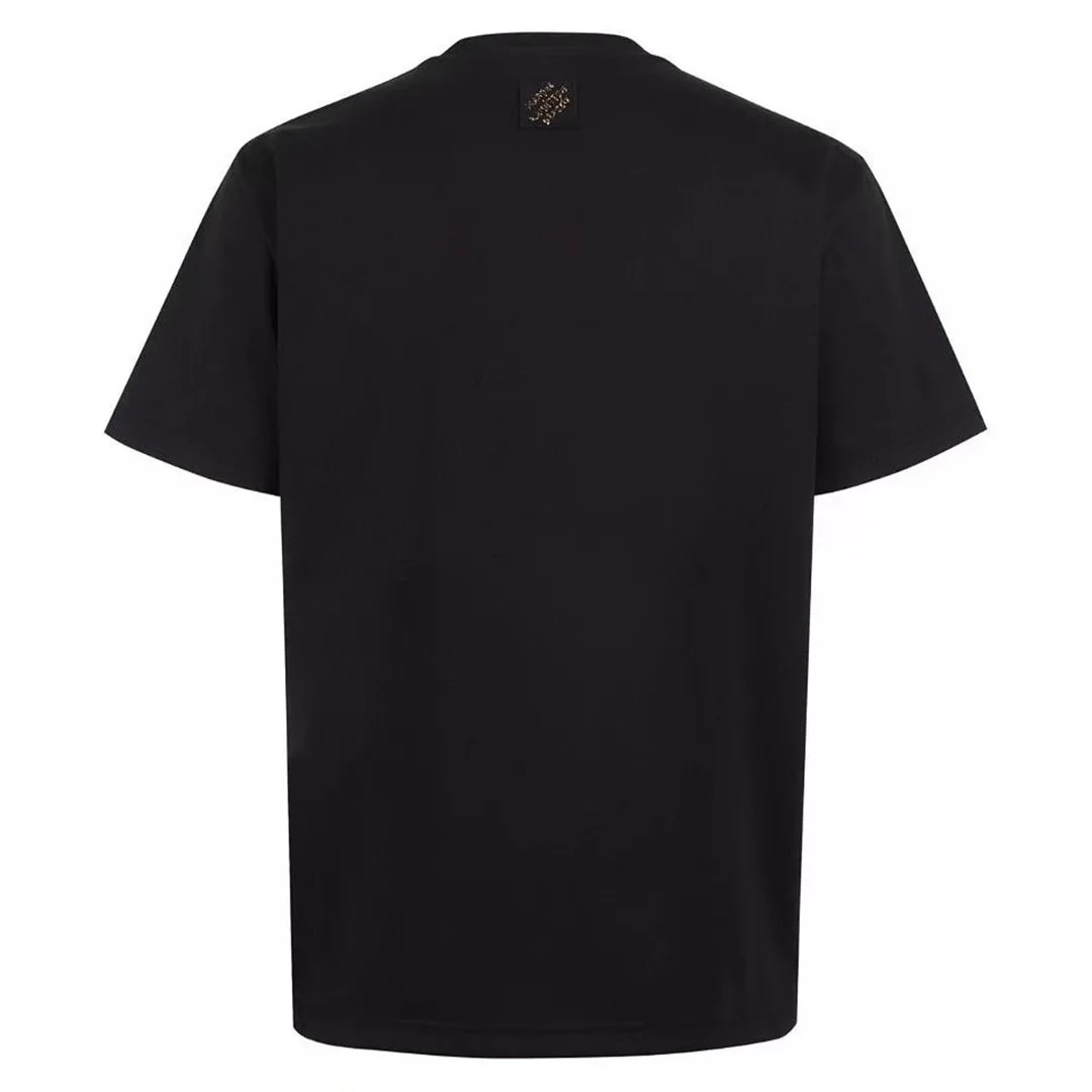 1AJTYP Embellished Signature T-Shirt Black Cotton