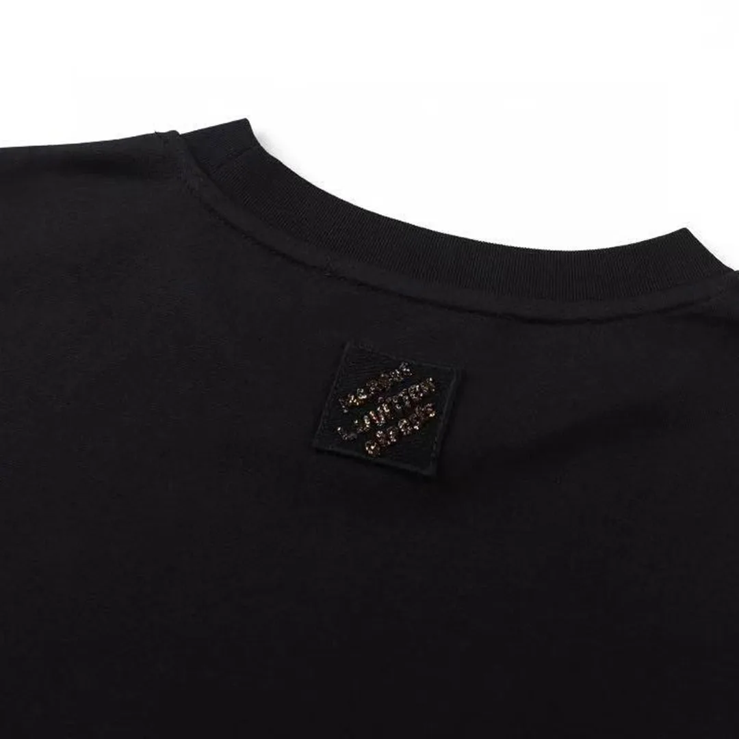 1AJTYP Embellished Signature T-Shirt Black Cotton