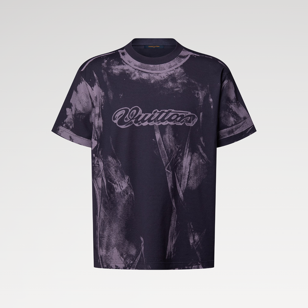 1AJUDL Overprinted T-Shirt Purple Indigo Cotton