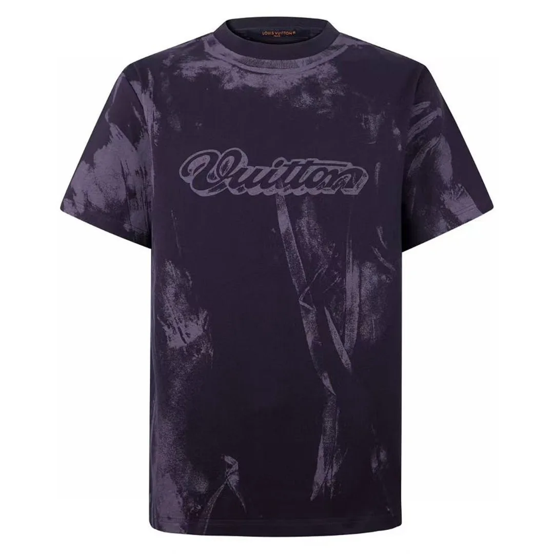 1AJUDL Overprinted T-Shirt Purple Indigo Cotton