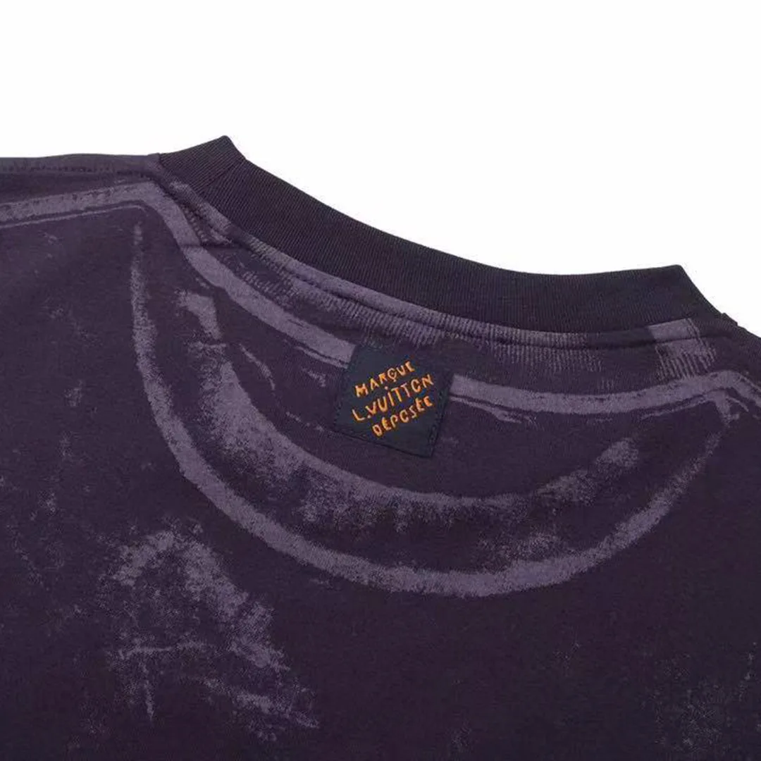 1AJUDL Overprinted T-Shirt Purple Indigo Cotton