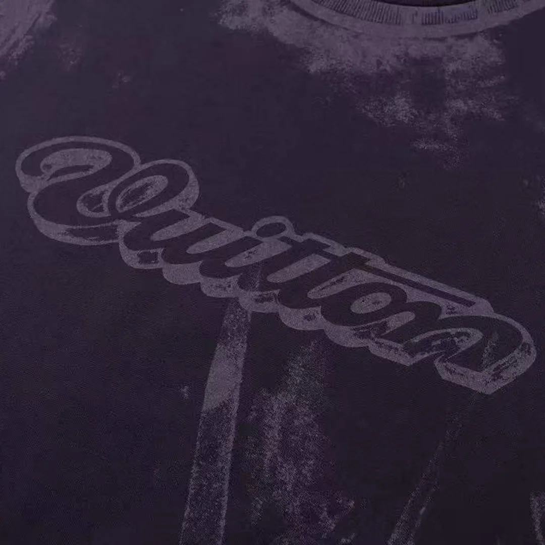 1AJUDL Overprinted T-Shirt Purple Indigo Cotton