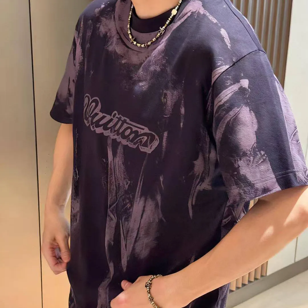 1AJUDL Overprinted T-Shirt Purple Indigo Cotton