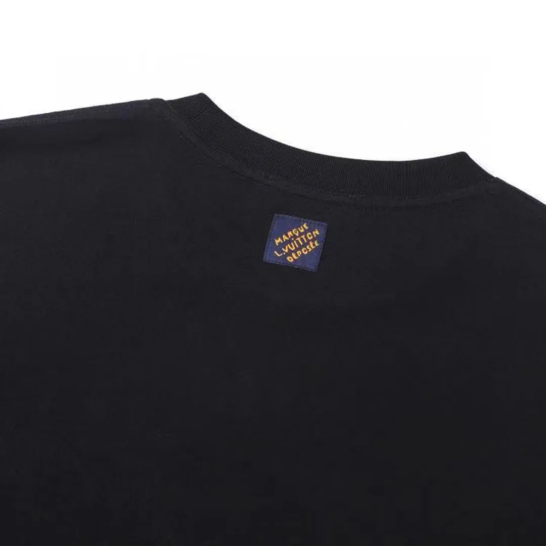 1AJCFH Embellished Signature Short-Sleeved T-Shirt Black Cotton