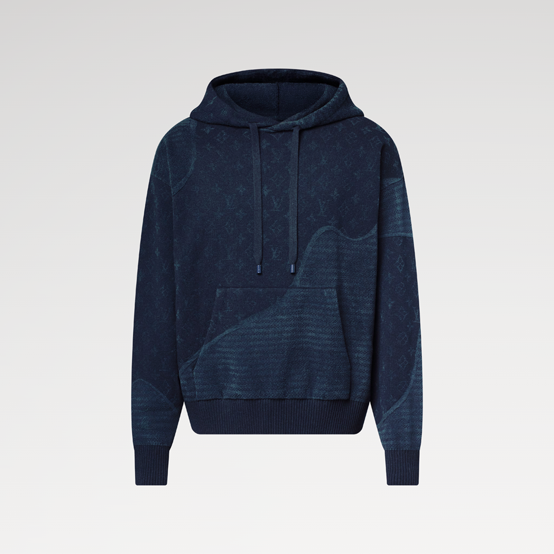 1AIWFX Graphic Jacquard Hoodie Monogram Blue