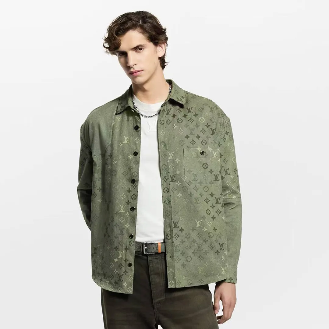 1AJC48 Monogram Workwear Overshirt Monogram Forest Night Cotton