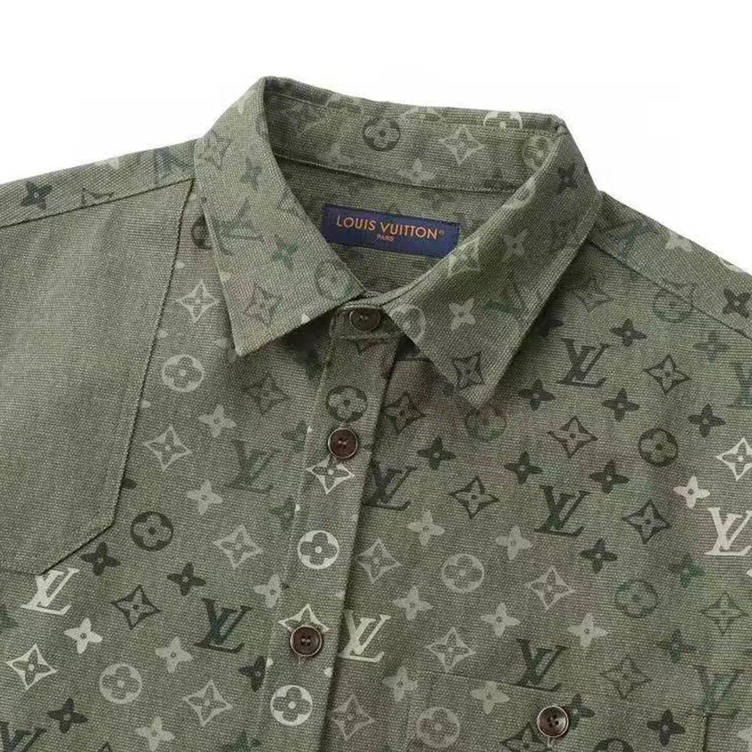 1AJC48 Monogram Workwear Overshirt Monogram Forest Night Cotton