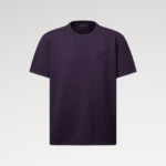 1AJTVG Damier Jacquard Short-Sleeved Crewneck Purple Indigo Cotton - 1AIWFX 2 1AJTVG Damier Jacquard Short-Sleeved Crewneck Purple Indigo Cotton