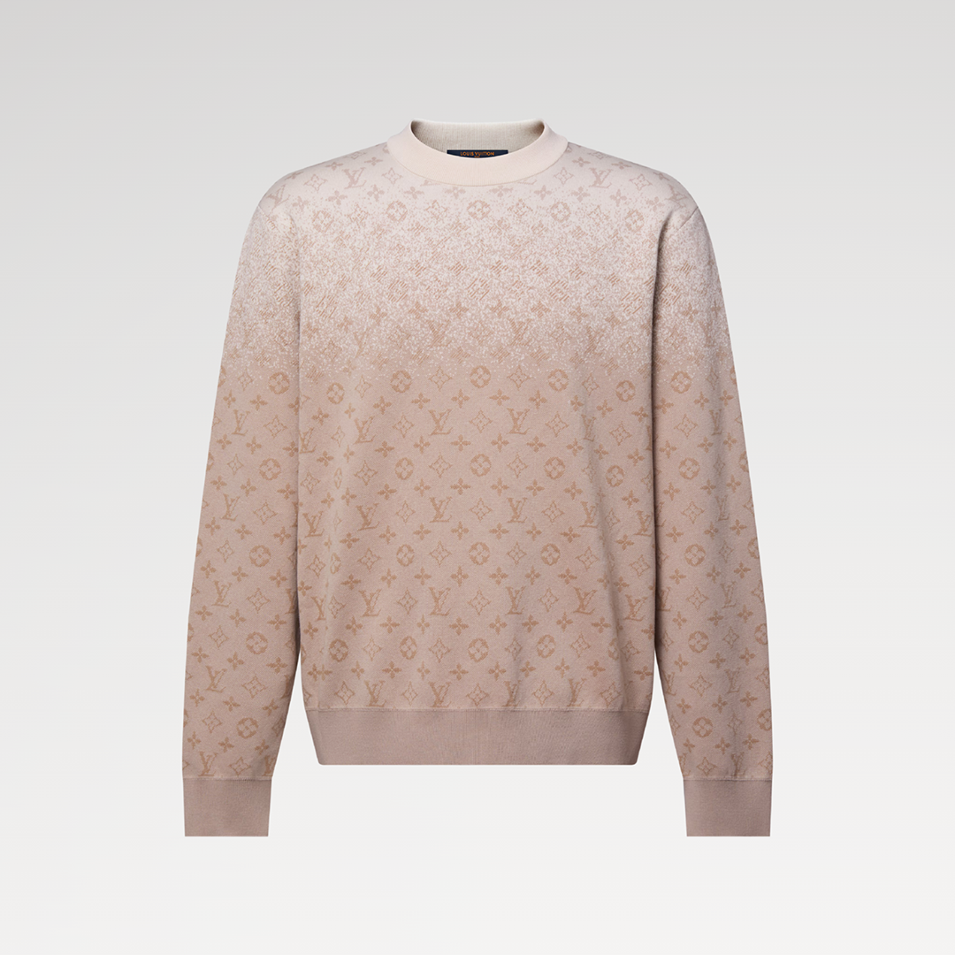 1AJTX7 Monogram Long-Sleeved Crewneck Beige Monogram Cotton